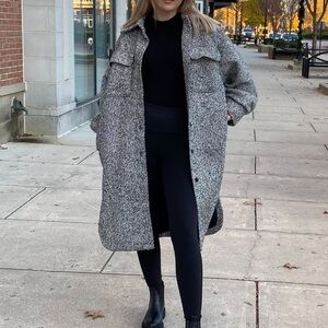 Black and White Tweed Coat